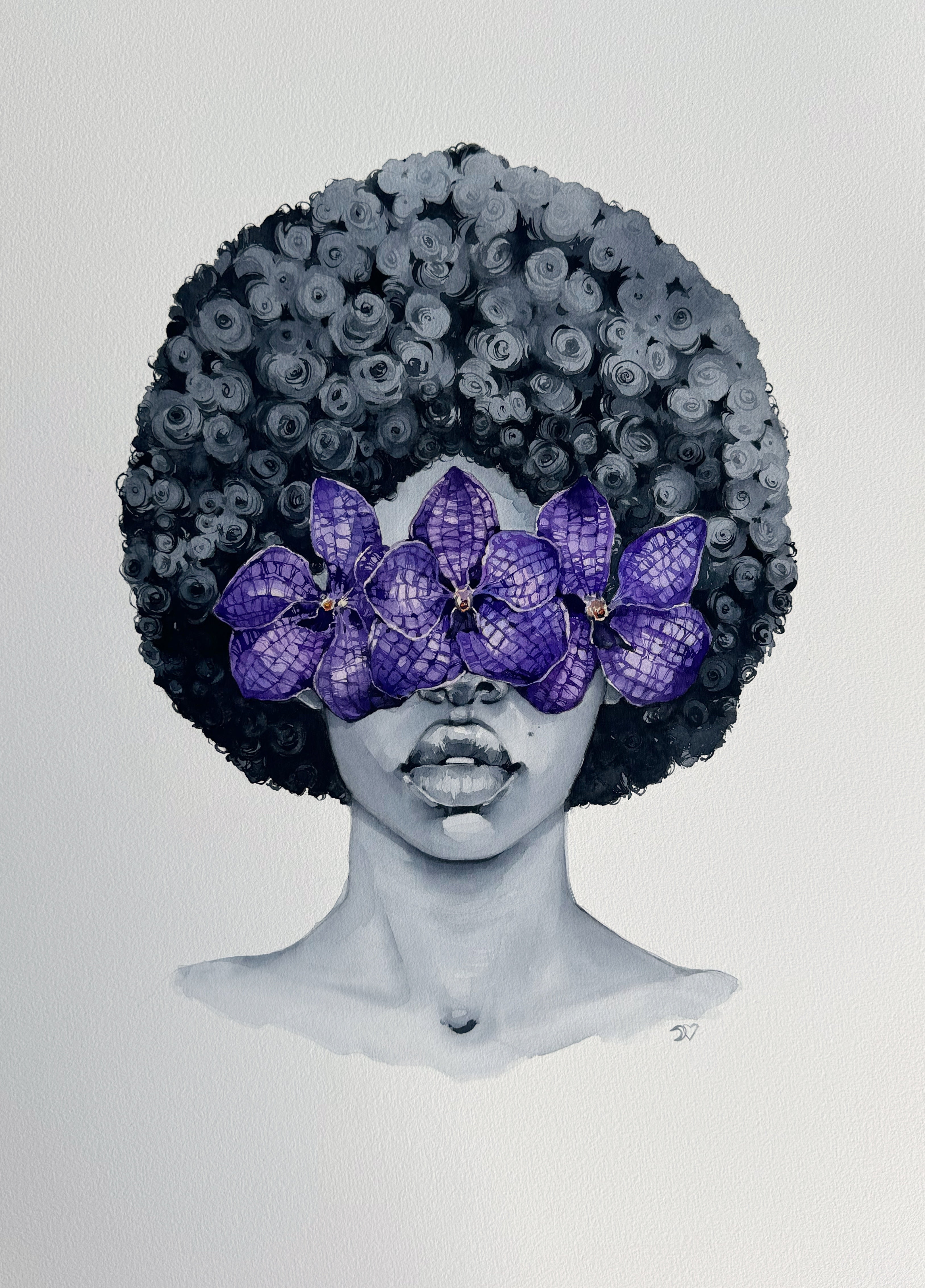 Purple orchid blindfolded  - original painting