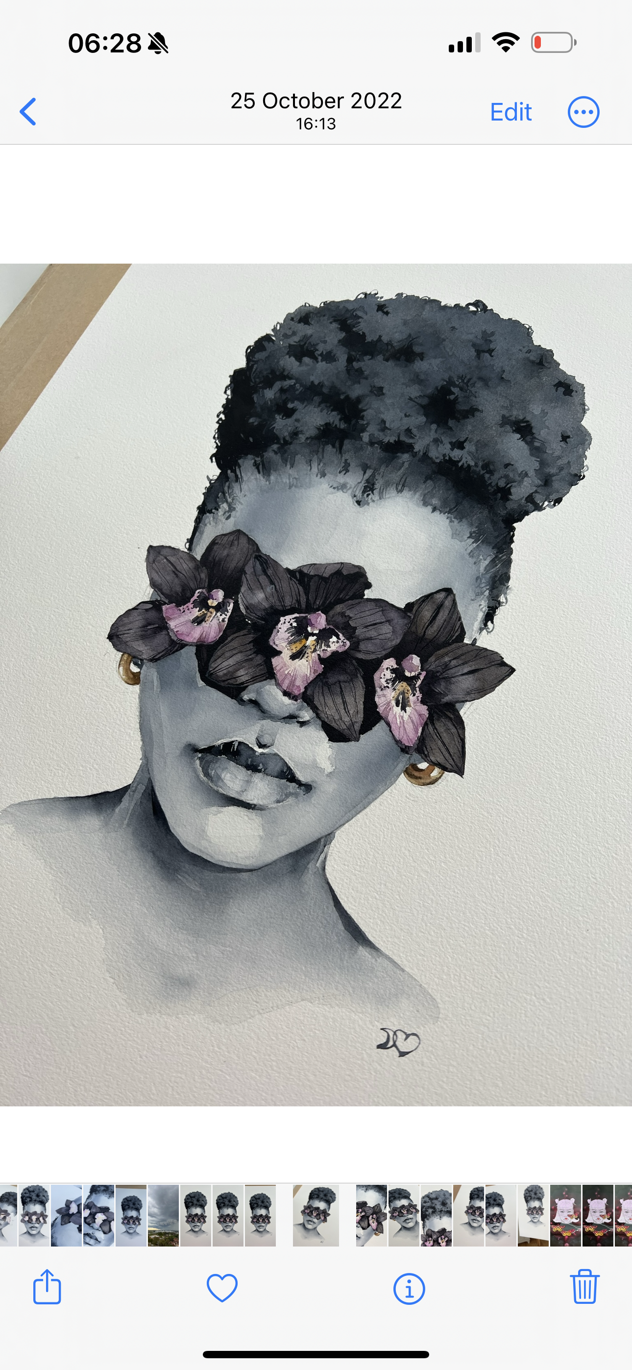 Black Orchid blindfolded - original painting